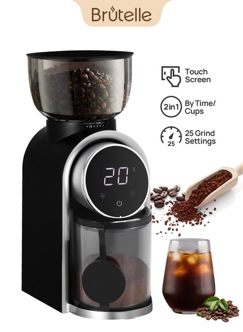 V60 Conical Burr Coffee Grinder Electric Coffee Grinder with 25 Adjustable Grind Settings with Precision Timer, Anti-Static Design Ideal for V60 Coffee, Espresso, Drip, Turkish coffee, Pour Over, Cold Brew and French Press